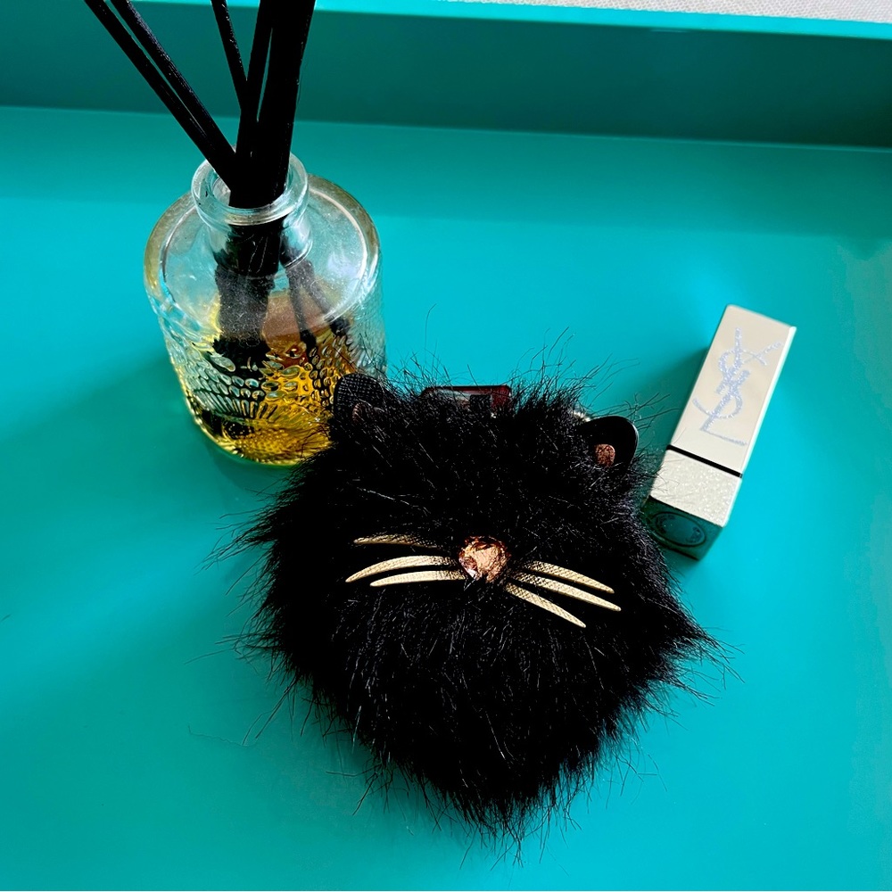 Kate spade black cat keychain